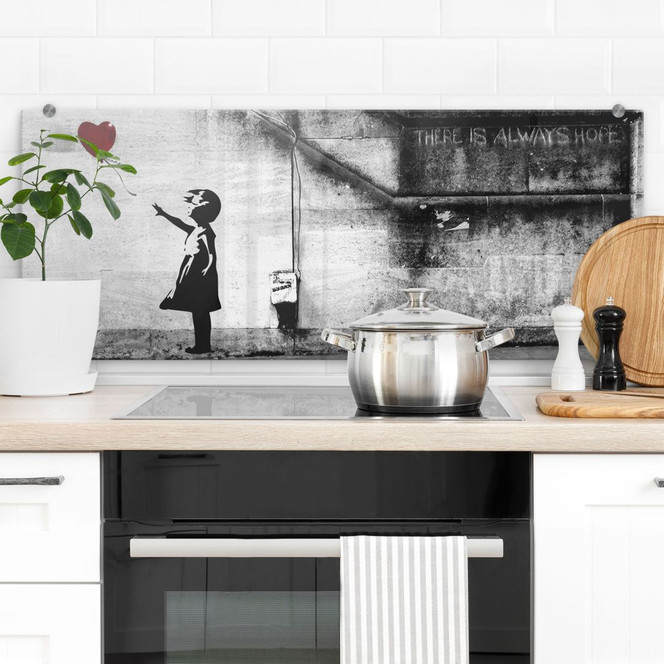 Spritzschutz Banksy - Girl with balloon - Panorama