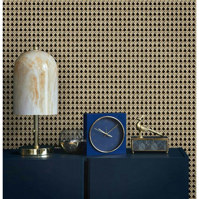 Vliestapete in Holzoptik und Flechtoptik braun, beige Holzoptik