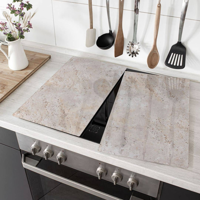 Herdabdeckplatte Textur einer beigen Steinmauer - Pictufy Studio