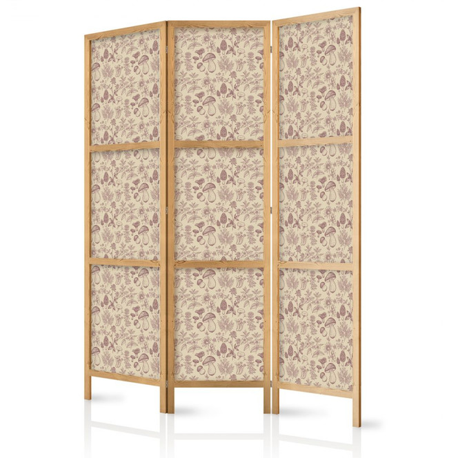 Japanischer Paravent, Raumteiler freistehend, Trennwand - Beige Nature of Forest