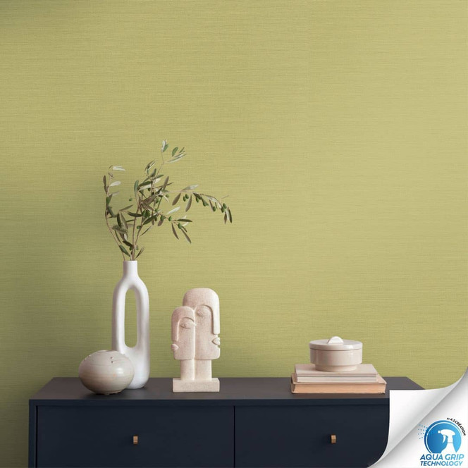 Unitapete mit Textilstruktur Lindgrün - Einfarbige Vliestapete - Tapezieren ohne Kleister