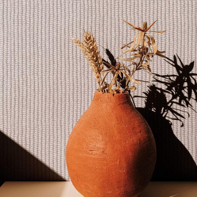 Vliestapete in gewebter Optik grau, beige Grafisch