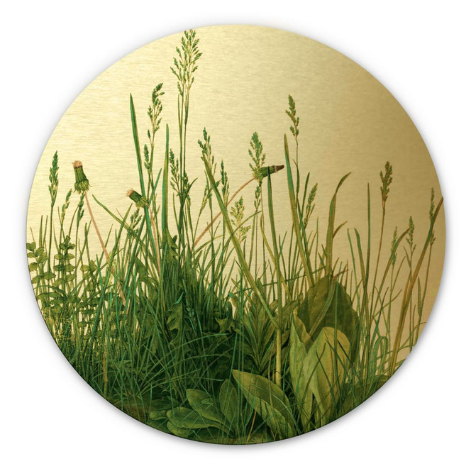 Alu-Dibond mit Goldeffekt Dürer - Das grosse Rasenstück - Rund