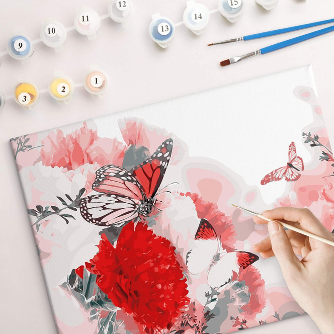Malen nach Zahlen Leinwandbild - Schmetterlingszauber - 50 x 40 cm - mit Keilrahmen - bespannt