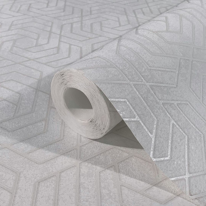 Vliestapete in 3D-Optik Grau Grafisch