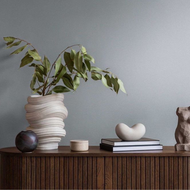 Unitapete mit Leinen-Optik Hellgrau – Strukturierte Vliestapete – Einfarbig & modern