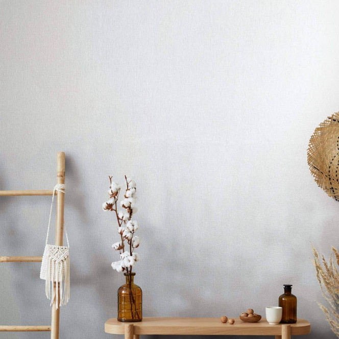 Vliestapete in textiler Struktur weiss Uni