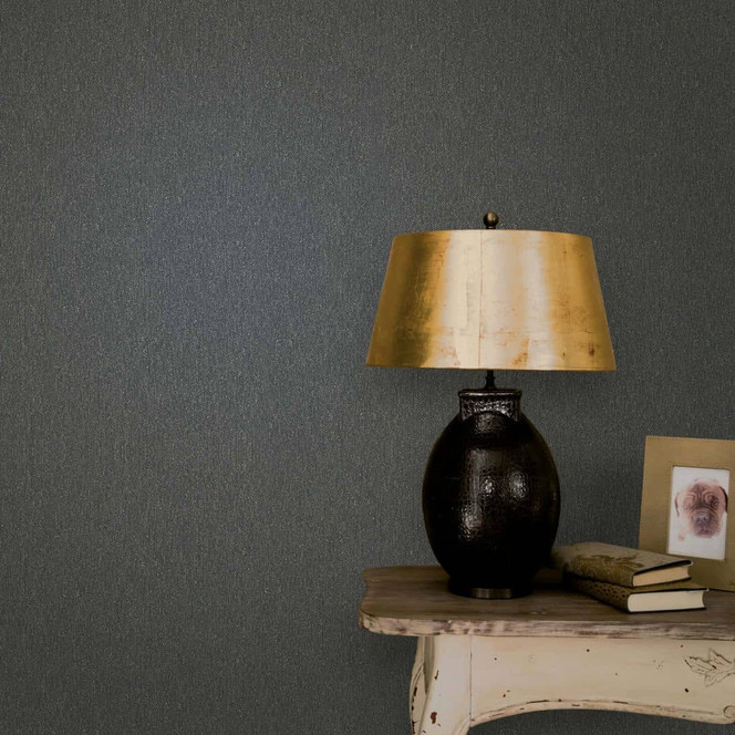 Vliestapete Uni, Textil Uni Klassisch in Schwarz