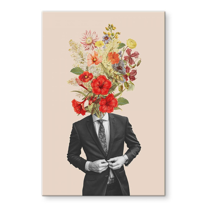 Acrylglasbild Mann im Anzug mit Wildblumen - Frida Floral Studio