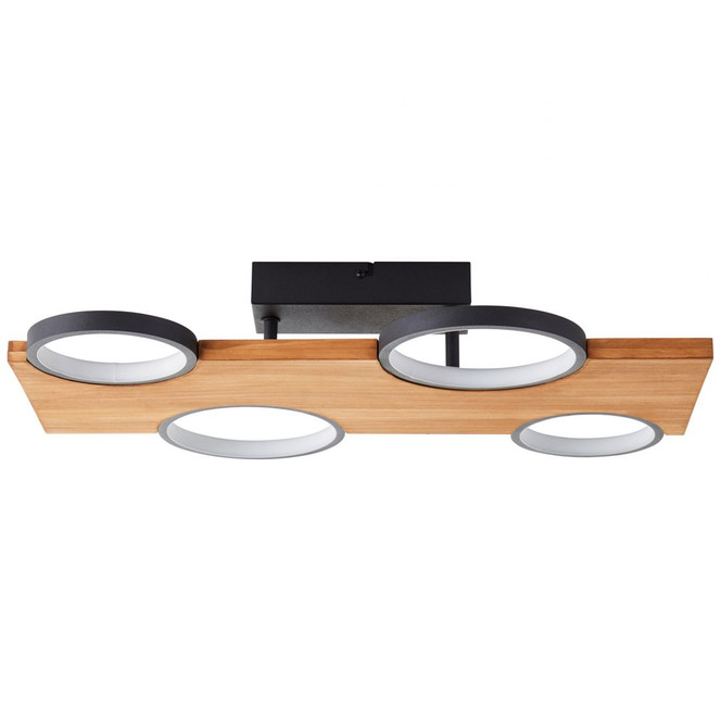 Deckenleuchte Elena, braun, 55 x 34.6 cm, Holz LED-Deckenleuchte, dimmbar