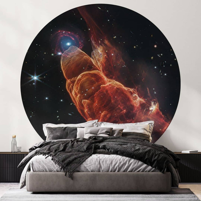 Fototapete James Webb Telescope - Kosmischer Wirbelsturm Herbig Haro 49/50 - Rund - Selbstklebend/Vlies