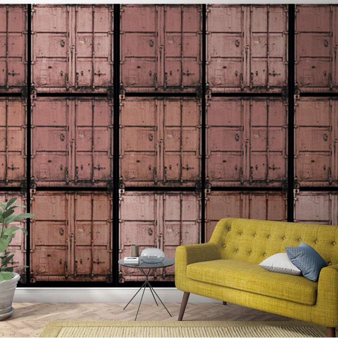 Fototapete mit Containern Rot, Braun ,Illustration 2.70 x 1.59 m