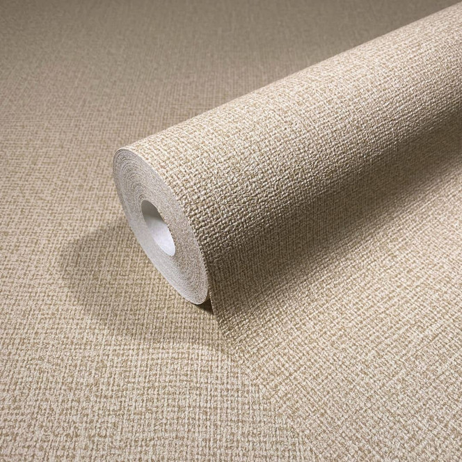 Vliestapete in textilem Uni beige Struktur