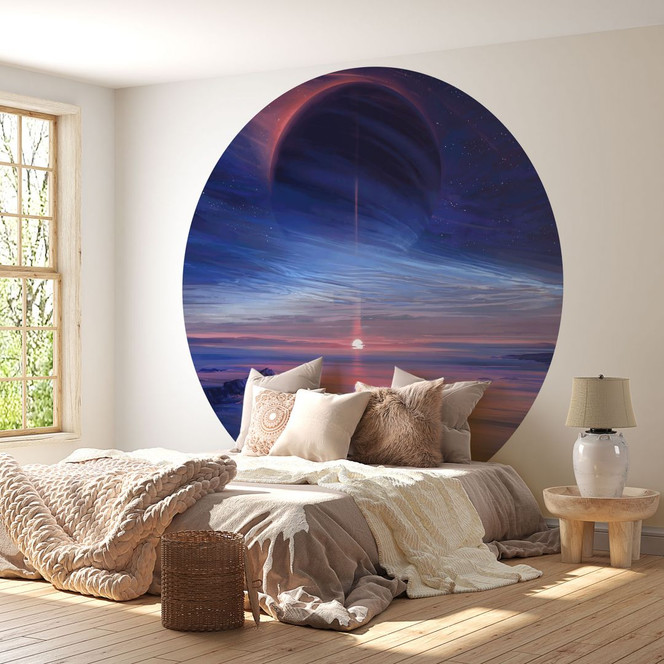 Fototapete Landschaft mit Erde und Galaxie - Rund - Aenami - Selbstklebend/Vlies