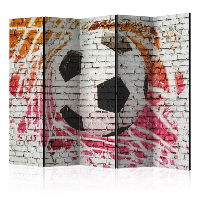 Paravent, Raumteiler freistehend, Trennwand - Strassenfussball , 5-teilig - 225 x 172 cm