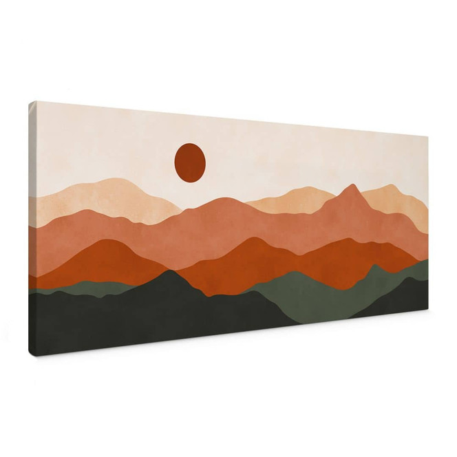 Leinwandbild mit Sonnenuntergang - Sanfte Hügel in der Abendsonne - Costa - Panorama