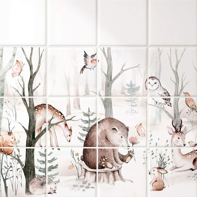 Fliesenaufkleber Kvilis - Tierfreunde im Wald - 12er Set