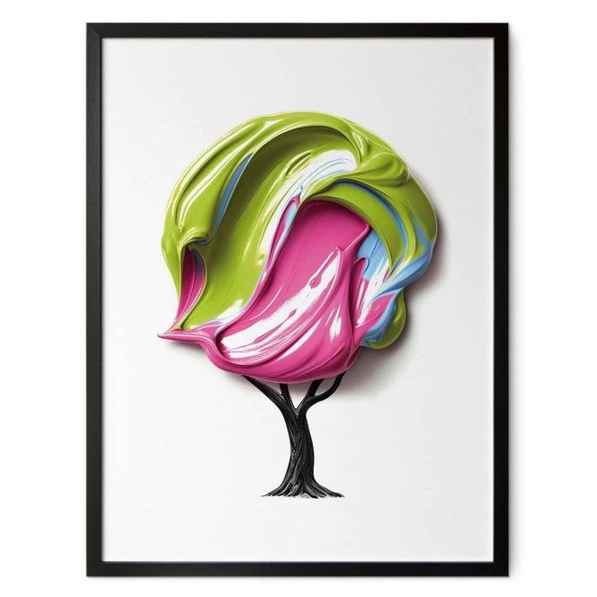 Poster Baum mit bunter 3D-Krone - Mielu