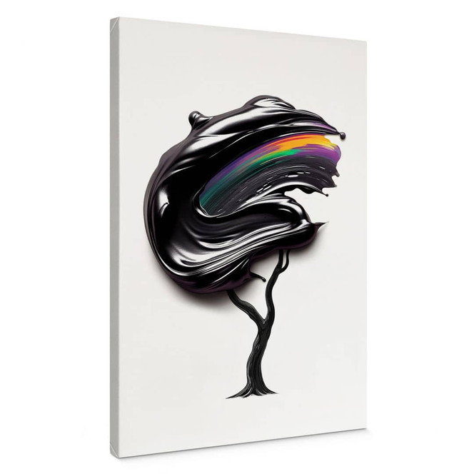 Leinwandbild Baum mit schwarzer 3D-Krone - Mielu