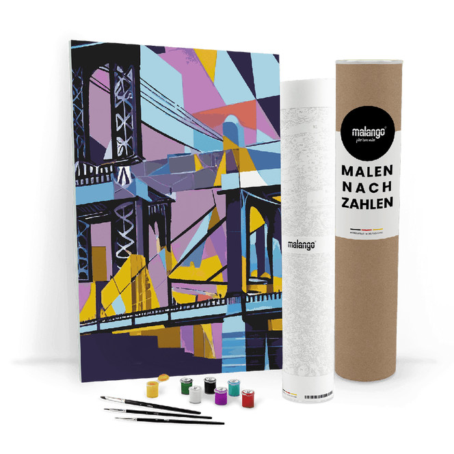 Malen nach Zahlen Leinwandbild - New York Manhatten Bridge abstrakt