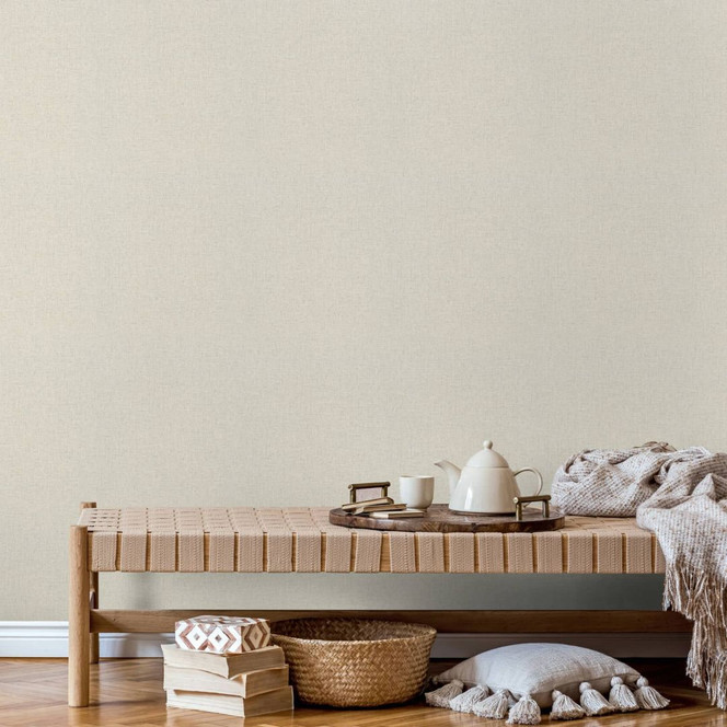Vliestapete in textilem Uni Look beige Uni