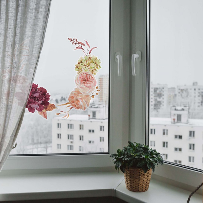 Fensterbild Blütenpracht im Herbstkranz