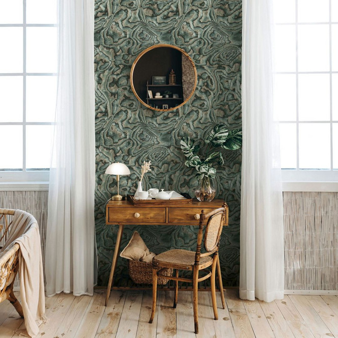 Vliestapete in grün, grau, beige Marmoroptik SteinGrafisch Modern