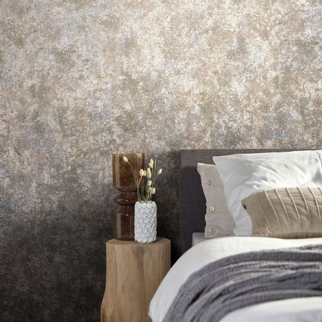 Vliestapete in Betonoptik und leichtem Stein Look braun, rot Struktur