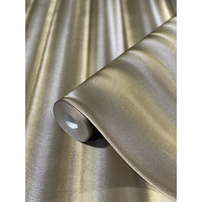 Vliestapete in Streifen mit Glanzeffekt braun, gold Welle von Harald Glööckler