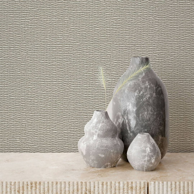 Vliestapete mit geflechteter Holzoptik beige, braun Textiloptik