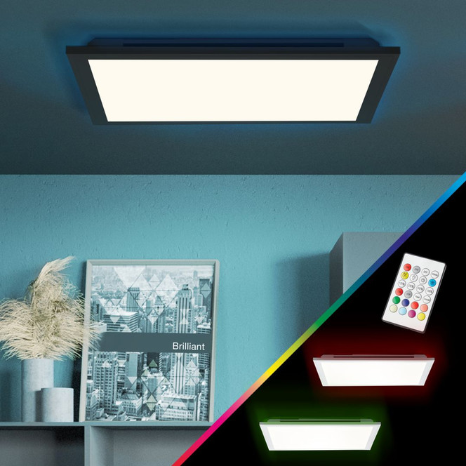 Deckenleuchte Albert, schwarz, 39.6 x 39.6 cm, LED Panel, dimmbar