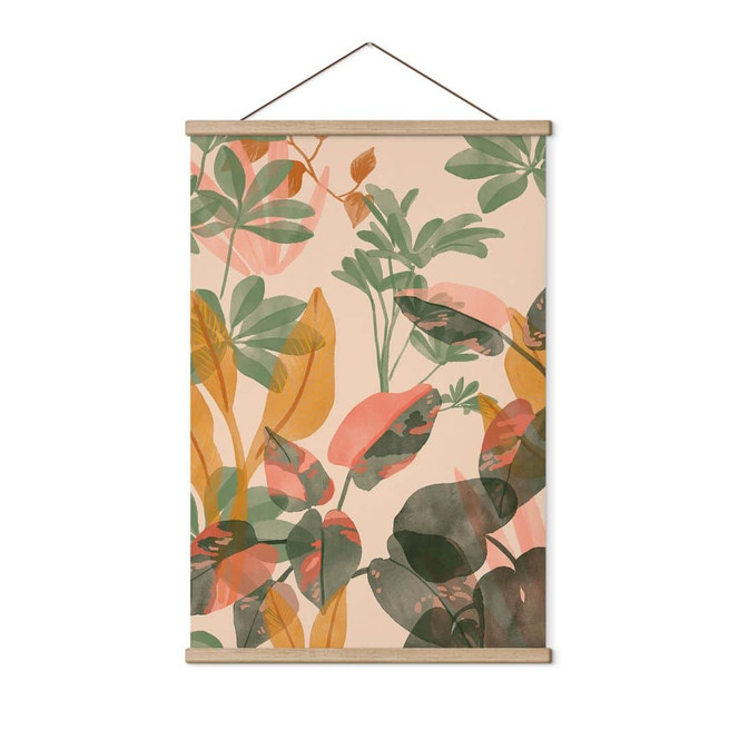 Stoffbild Garten mit tropischen Pflanzen - Goed Blauw