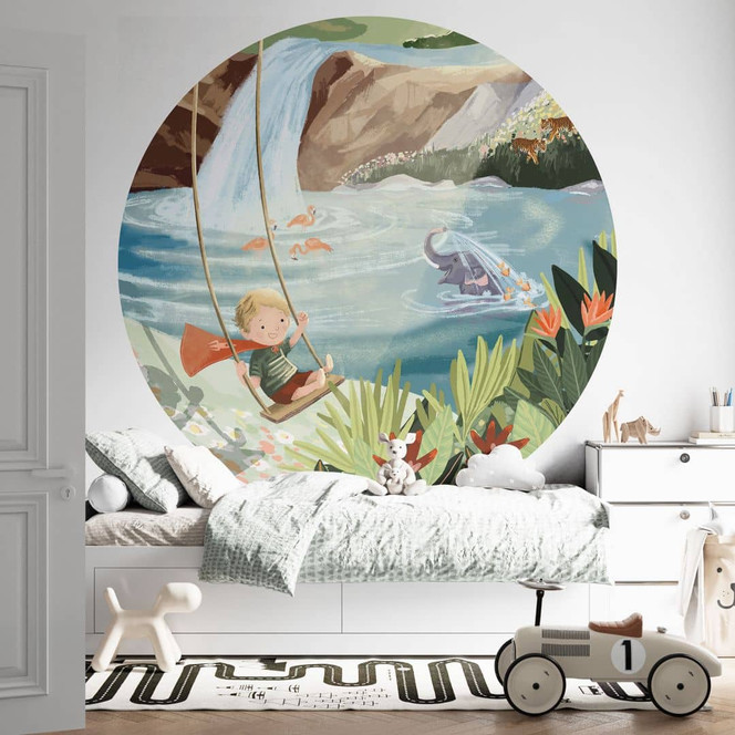 Fototapete Schaukeln in der Natur-Oase - Goed Blauw - Rund - selbstklebend/Vlies