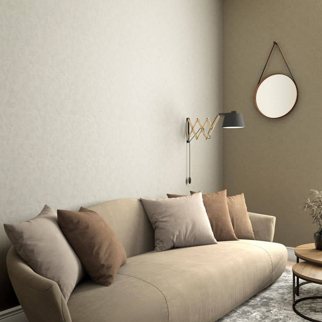 Vliestapete mit moderner einfarbiger Optik und Struktur in grau, beige Uni