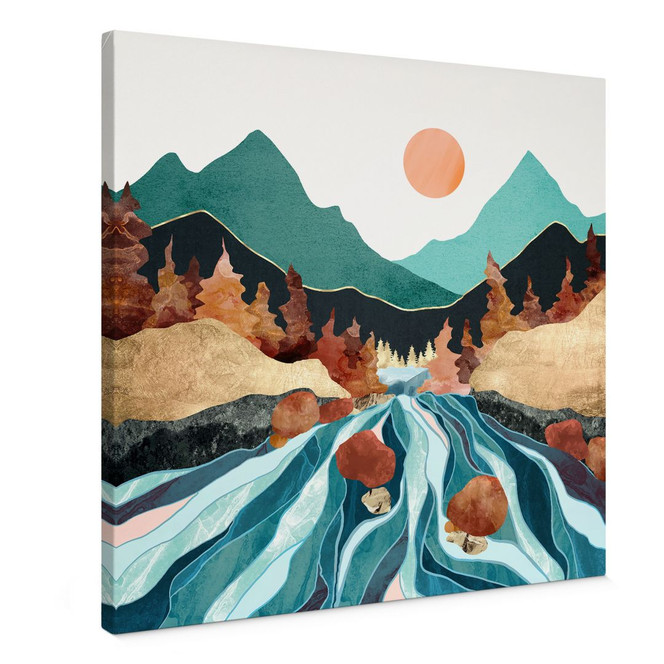 Leinwandbild Berg Land Fluss - SpaceFrog Designs
