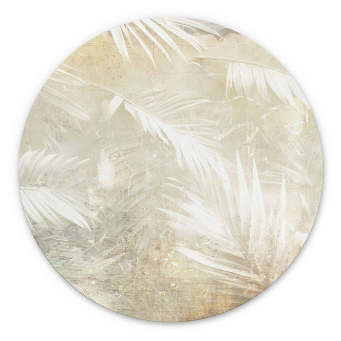 Wandbild Abstrakte weisse Palmenblätter - Kulik - Rund - Alu-Dibond