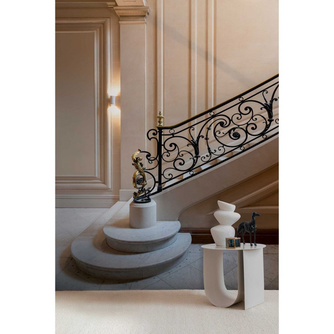Fototapete Treppenhaus Beige Schwarz – Elegante 3D-Tapete – Vliestapete klassisch