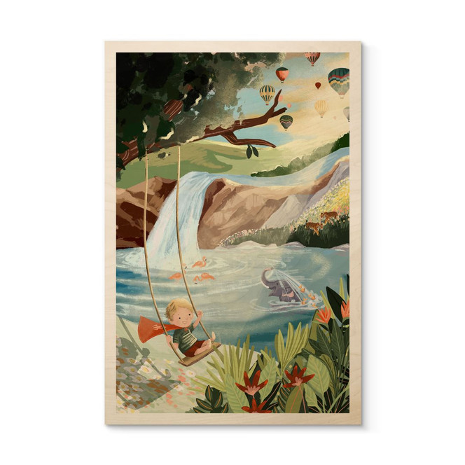 Holzbild Schaukeln in der Natur-Oase - Goed Blauw