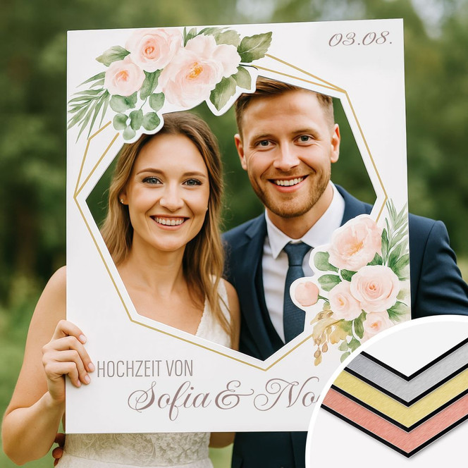 Fotorahmen Hochzeit Romantische Blumen - personalisierbar