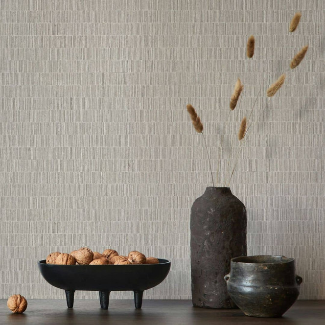 Vliestapete in strukturiertes Kachelmotiv beige, braun Textiloptik