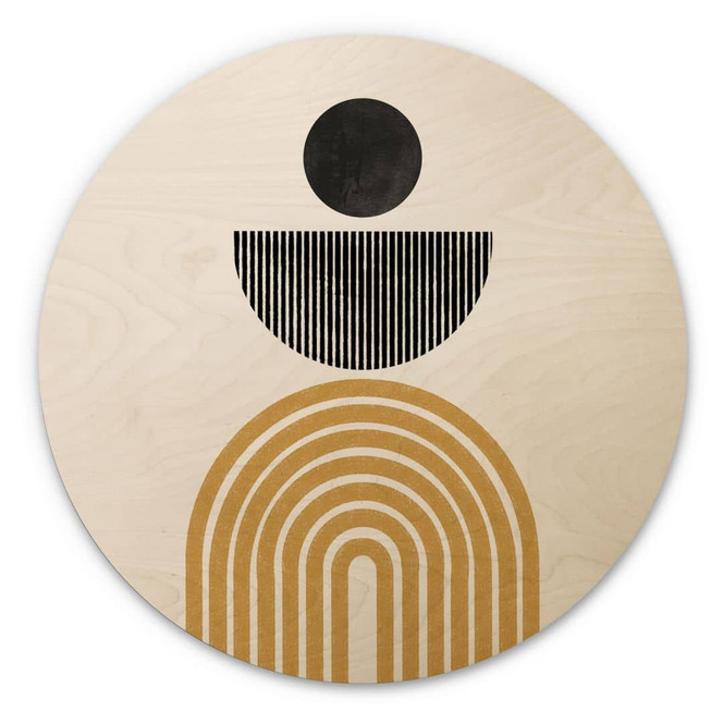 Holzbild Abstrakte Komposition mit Kreis und Halbbogen - The Miuus Studio - Rund