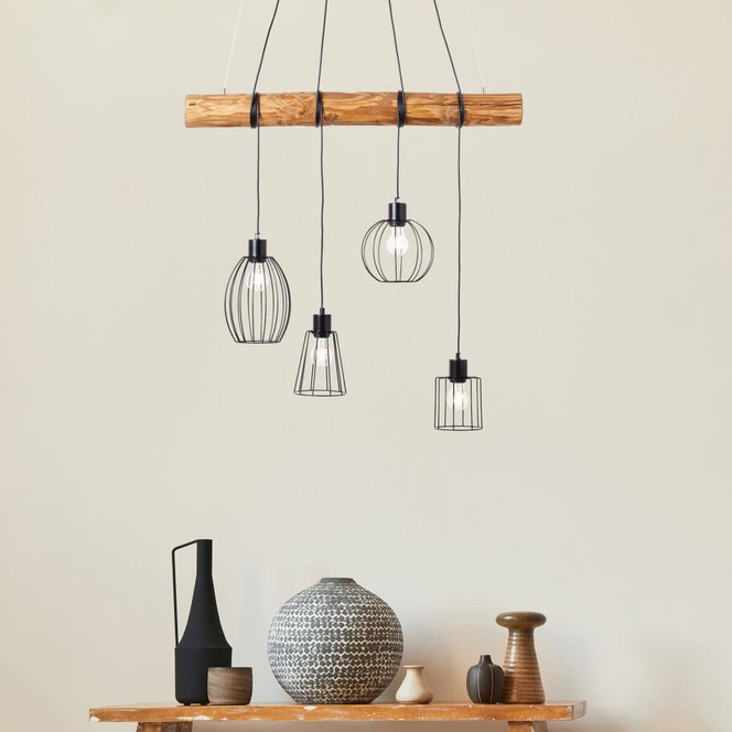 Pendelleuchte Karla, braun, 203 x 90 cm, Holz Pendellampe