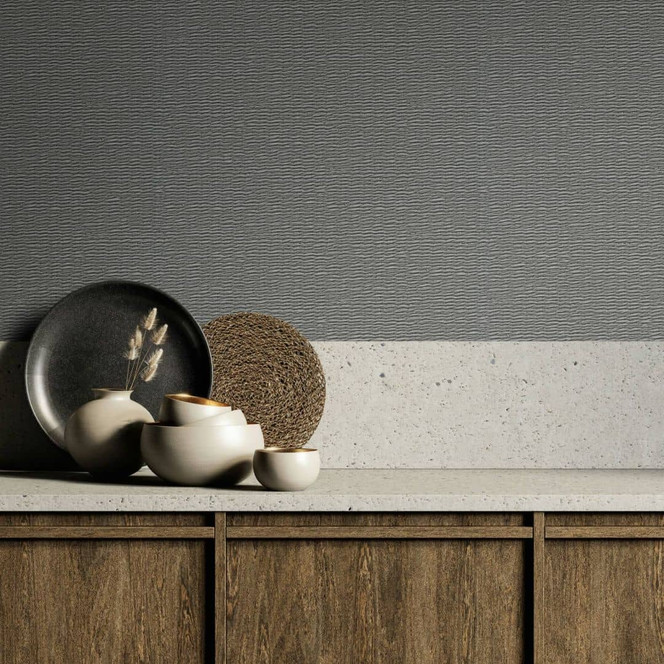 Vliestapete mit geflechteter Holzoptik grau Textiloptik