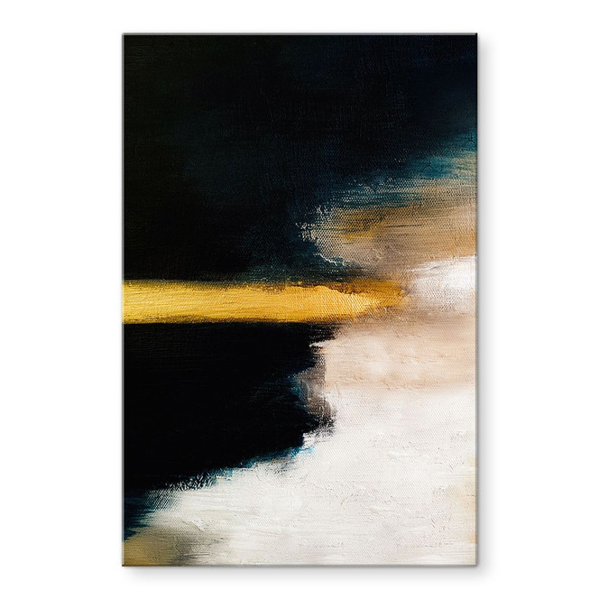 Acrylglasbild Pinselstriche Gold und Schwarz - Haniff