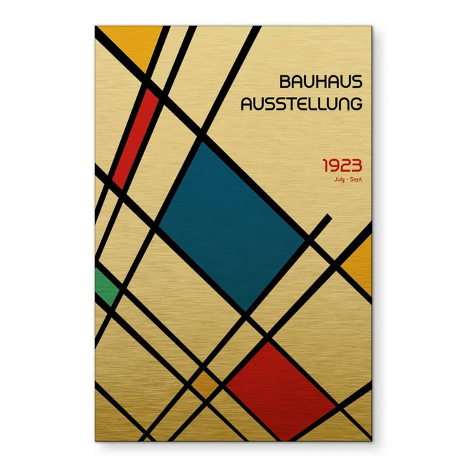 Wandbild mit Goldreffekt Retro Bauhaus Ausstellung 1923 - Retrodrome - Alu-Dibond