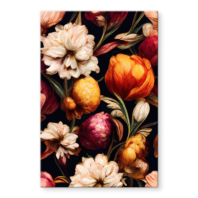 Acrylglasbild Blütenkelche in Ocker und Pink - Treechild