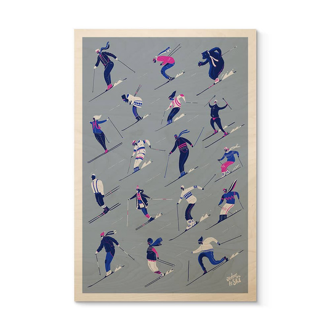 Holzbild Skifahren im Winter - Harrison