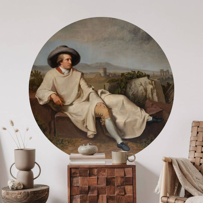 Wandtattoo Tischbein - Goethe in der römischen Campagna - Rund