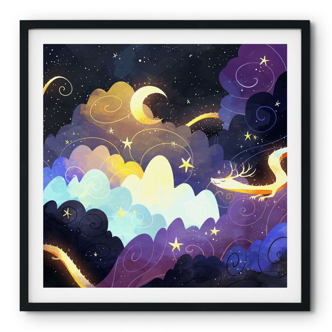 Poster Drachenflug durch Sternenwolken - DigitalArtsi
