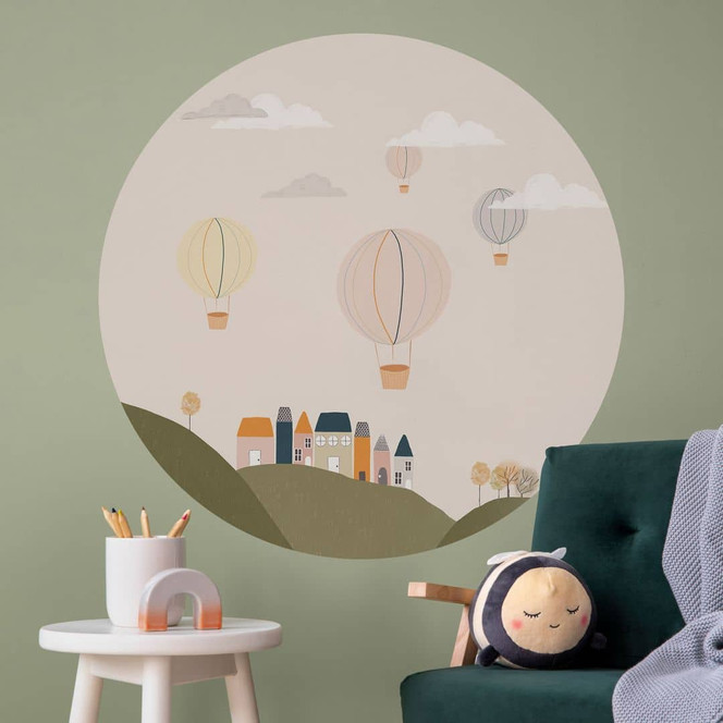 Wandtattoo Bunte Heissluftballons am Himmel - Lisboa - Rund